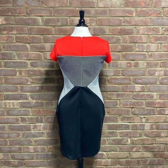 Sandra Darren Black & Red Short Sleeve Dress Size 8 - Picture 4 of 7